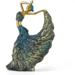 Elegant Peacock Statue Shelf Decor Accents, Peacock Decor Figurines Tabletop