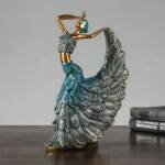 Elegant Peacock Statue Shelf Decor Accents, Peacock Decor Figurines Tabletop - Image 3