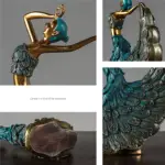 Elegant Peacock Statue Shelf Decor Accents, Peacock Decor Figurines Tabletop - Image 2
