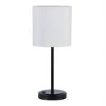 19" Black Metal Stick Lamp with USB Port, Modern, Adult Use
